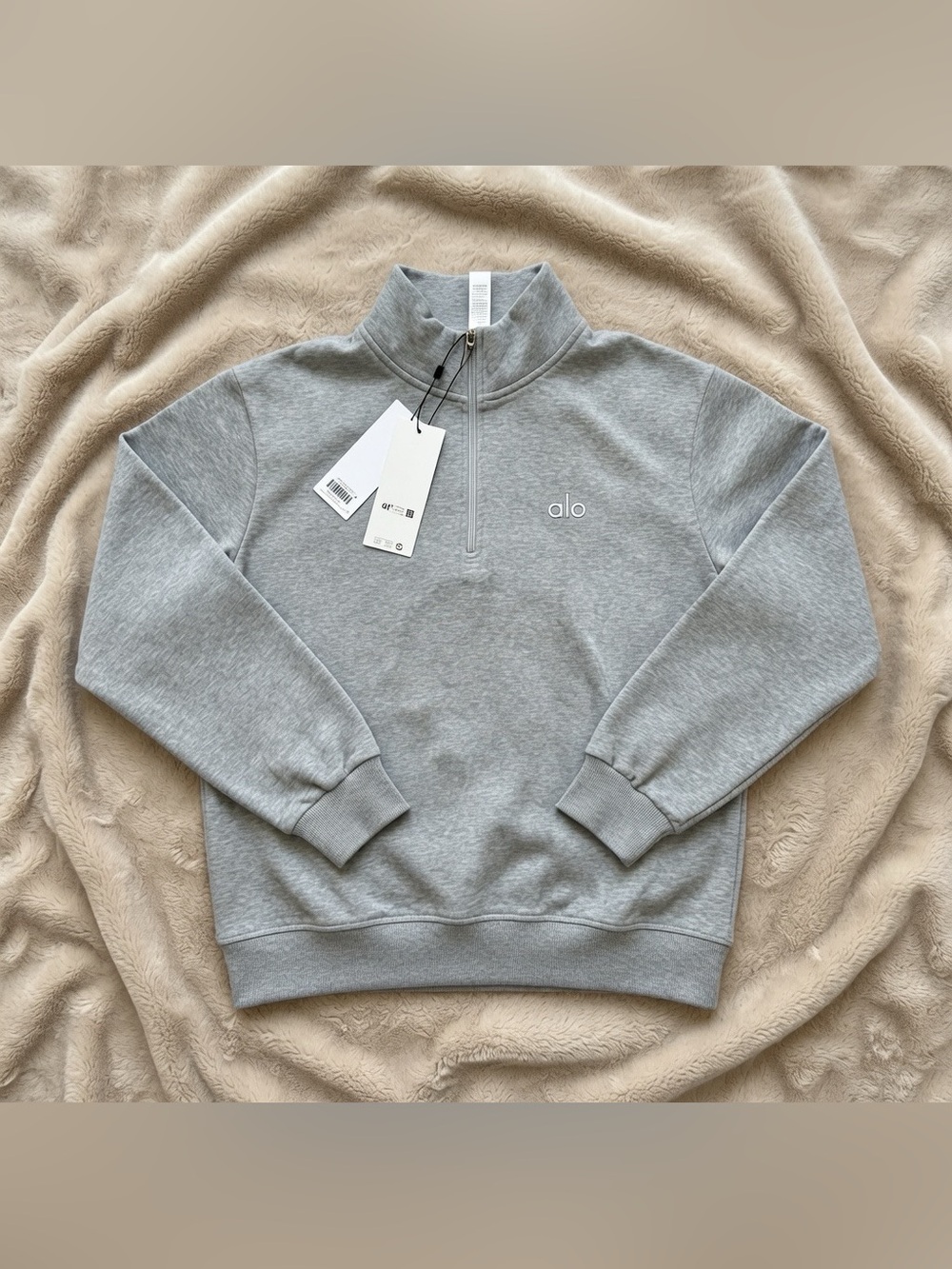 ALO Yoga Light Heather Gray Half zip Pullover. Unisex . Check for Sizes!